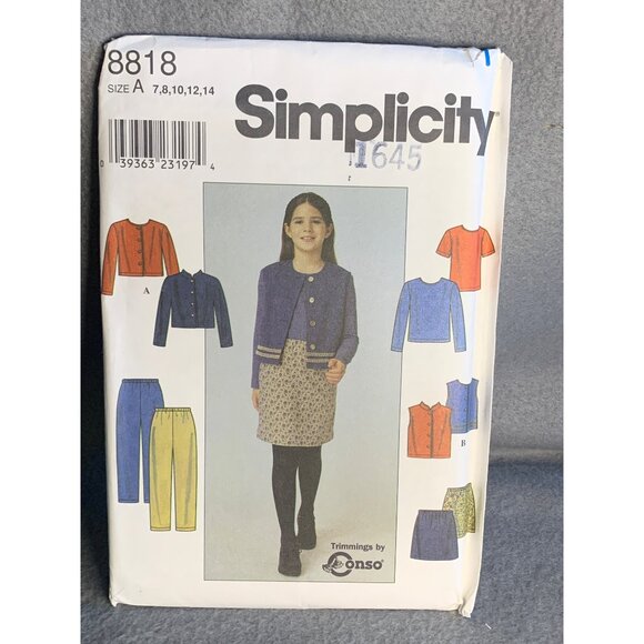 Simplicity Girls Jacket Vest Skirt Pants Sewing Pattern Sz 7-14 8818 - Uncut - Picture 4 of 4